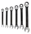 W1166 6 Piece Sae Ratcheting Wrench Set Black Finish Alloy Steel 72 Tooth Gear For 5 Degrees Sweep 16 To 8 In With Storage Rack 
