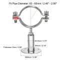 Uxcell Wall Mount Ceiling Pipe Support 304 Stainless Steel Adjustable Bracket Clamp For 63-65mm