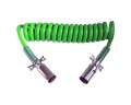 7-way Truck And Trailer Electrical Coiled Cable Abs Duty Green 15 Length 2 X 12 Leads 