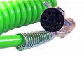 7-way Truck And Trailer Electrical Coiled Cable Abs Duty Green 15 Length 2 X 12 Leads