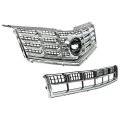 Kuafu Front Bumper Upper Lower Grille Kit For 2013-2016 Cadillac Srx Plastic Chrome Silvery Black Replacement 22738992 22739004