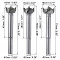 Uxcell Forstner Wood Boring Drill Bits 16mm 17mm 18mm Dia Hole Saw Carbide Alloy Steel Tip Round Shank Cutting For Hinge