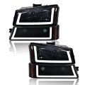 Led Drl Headlights For 2003 2004 2005 2006 Chevy Silverado Avalanche Smoky Lens Black Housing Amber Reflectorbumper Headlamps 