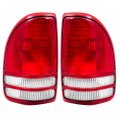Tail Lights Assembly Pair For Dodge Dakota 1997 To 2004 Rear Brake Light Set Clear And Red Polycarbonate Lens Driver Passenger 