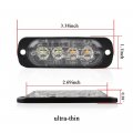 4pcs Ultra Thin Amber White 4leds Warning Emergency Caution Light Flash Strobe Bar Surface Mount For Car Van Truck Jeep Pickup