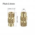 Uxcell Knurled Insert Nuts 100pcs M2 X 7mm L 3 5mm Od 3d Printing Brass Female Threadeds Heat Set Insert Embedment