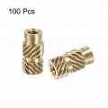 Uxcell Knurled Insert Nuts 100pcs M2 X 7mm L 3 5mm Od 3d Printing Brass Female Threadeds Heat Set Insert Embedment