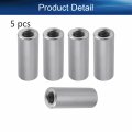 Heyiarbeit M6 Height 25mm 304 Stainless Steel Threaded Sleeve Rod Bar Stud Round Coupling Connector Tube Nuts Silver Tone 5pcs