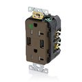 Leviton T5832-hg 20-amp Hospital Grade Usb Charger Tamper-resistant Duplex Receptacle Brown 