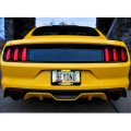 Ford Mustang Yellow Racing Stripe Black Metal License Plate Frame 12 In X 6 Powder Coated Zinc With Screw Covers