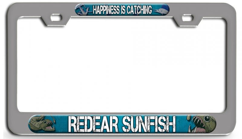 Happiness Is Catching Redear Sunfish Fishing Ch 3d Metal License Plate Frame Auto Suv Truck Tag Holder F32