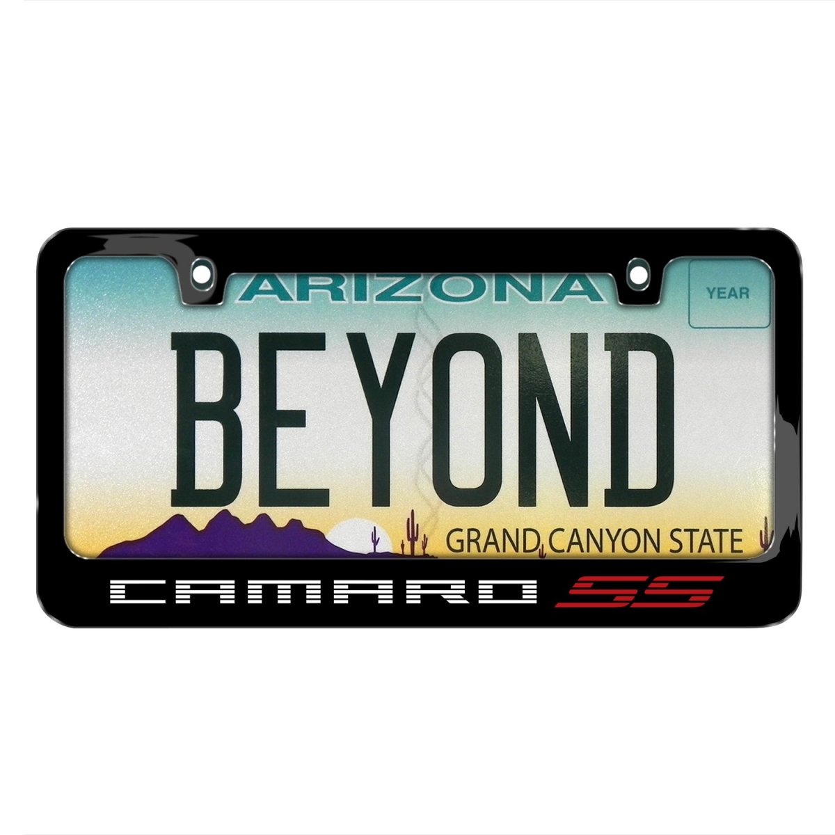 Chevrolet Camaro Ss 2010 Speed Line Black Metal License Plate Frame 12 In X 6 Universal Fit With Theft Deterrent Screw Covers