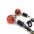 Httmt Mt303-013- 2x Universal Motorcycle Turn Signal Indicators Blinker Amber Light Chrome Metal 