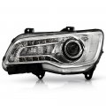 Led Strips Projector Headlight Headlamp For 2015-2017 Chrysler 300 Chrome Housing Clear Lens Direct Replacement Left Driver 