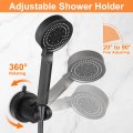 Shower Head Holder Suction Cup Handheld Removable Showerhead And Wall Mounted Bracket Round Black
