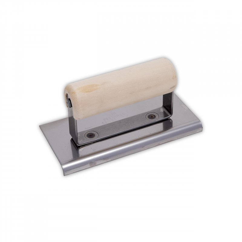 Qlt Hand Edger Ce504s 6 X 3 In Concrete Tool Stainless Steel Blade 1 4 Radius 8 Lip Wood Handle Straight End
