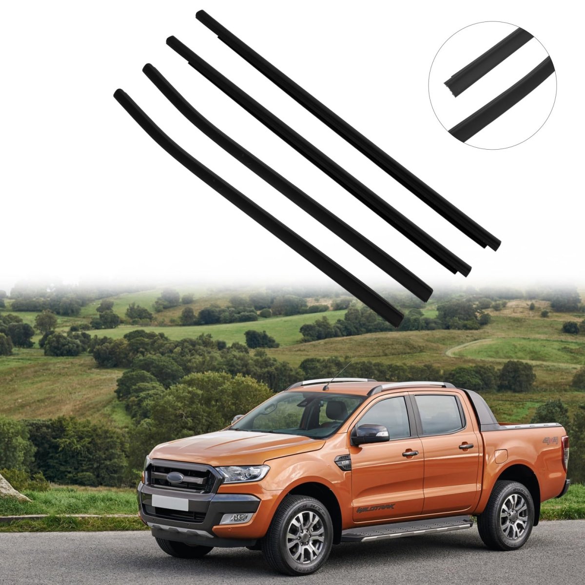4pcs Black Window Molding Trim For 2011 To 2021 Ford Ranger Ab3926201a39ae Ab3926201a38ae Ab3z2625555e Ab3z2625554f