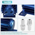 Uxcell 1 Set Transmission Oil Cooler2 Finned Aluminum Alloy Double Pass Trans With 1 4 Npt Universal Blue
