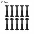 Uxcell Screw Post Fit For 5 16 8mm Hole Dia Male M6x35mm Binding Bolts Leather Fastener Carbon Steel Black 10 Sets