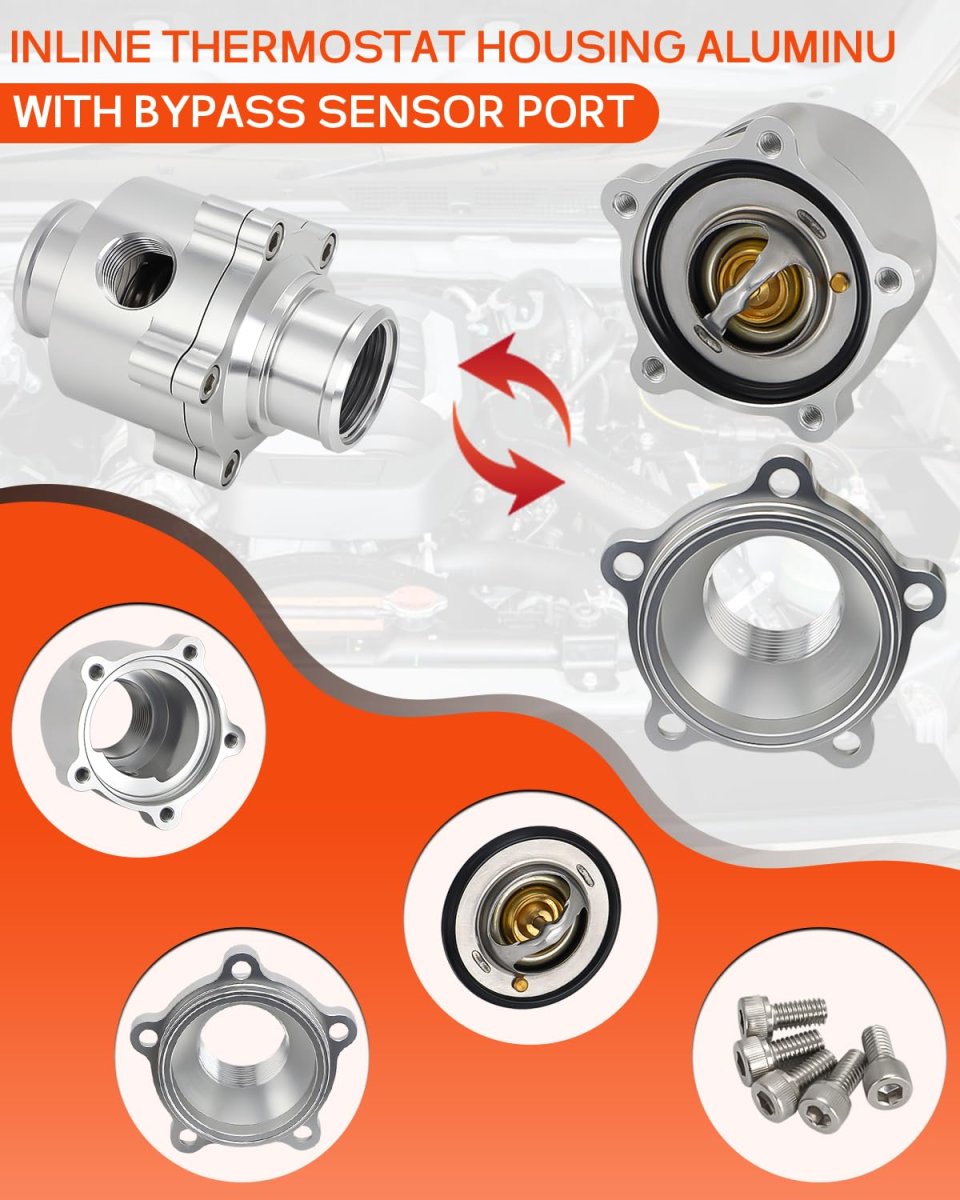 Foruly Inline Thermostat Housing Aluminum With Bypass Sensor Port Fits 1-1 2 Hose 1 5 -16 Thread High Performance Upgrade For