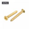 Uxcell Brass Wood Screws M5x40mm Phillips Flat Head Self Tapping Connector For Door Hinges Wooden Furniture Home Appliances