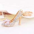 Easya Fashion Rhinestone High-heeled Shoe Key Chain Ring Crystal Shoeschains Women Charm Handbag Holder Girl Bag Jewelrypink