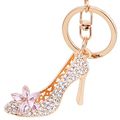 Easya Fashion Rhinestone High-heeled Shoe Key Chain Ring Crystal Shoeschains Women Charm Handbag Holder Girl Bag Jewelrypink
