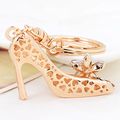 Easya Fashion Rhinestone High-heeled Shoe Key Chain Ring Crystal Shoeschains Women Charm Handbag Holder Girl Bag Jewelrypink