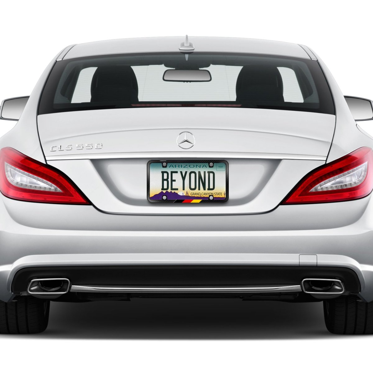 Real Matte Black Carbon Fiber German Flag In Sports Stripe Slim License Plate Frame
