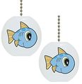Set Of 2 Baby Fish Big Eyes Solid Ceramic Fan Pulls 