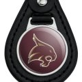 Graphics More Black Leather Texas State University Logo Keychain
