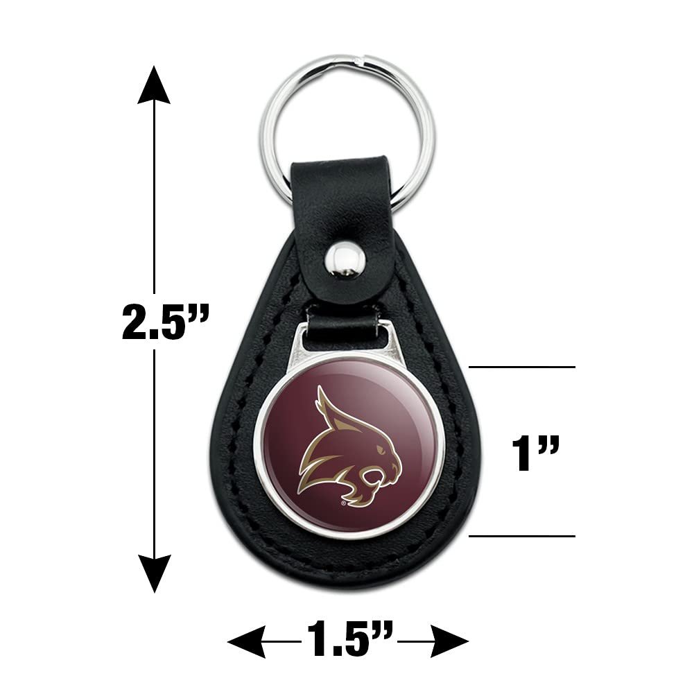 Graphics More Black Leather Texas State University Logo Keychain
