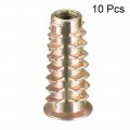 Uxcell Furniture Threaded Insert Nuts Zinc Alloy M6 Internal Threads 25mm Length 10pcs