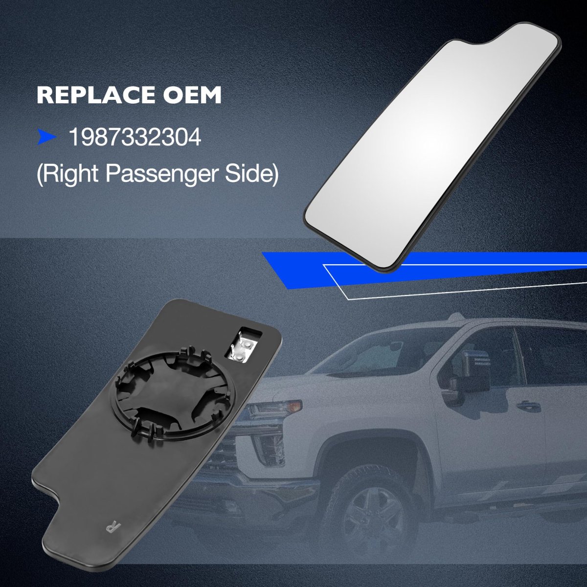 Passenger Lower Mirror Glass For 2020 2025 Chevy Silverado Gmc Sierra 1500 2500 3500 Hd Right Side Convex Towing Replaces