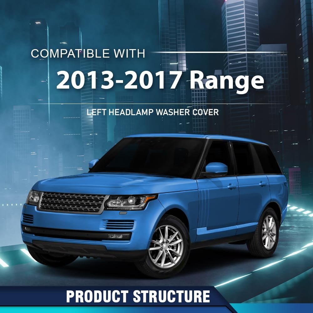 Left Side Headlight Washer Cover Powerwash Cap For Range Rover 2013 2017 Lr038768 Black Abs Nozzle