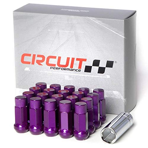 Forged Steel Extended Hex Lug Nuts 12x1 25 Purple 20 Piece Set With 17mm Tool 60 Degrees Tuner Style Seating For Aftermarket