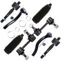8pc Set Front Suspension Kit Fit 2003-2007 For Honda Accord Inner Outer Tie Rod End Sway Bar Link Steering Rack Boot