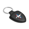 Ford Mustang Tri-bar Black Shield-shape Style Genuine Leather Key Chain Official Licensed