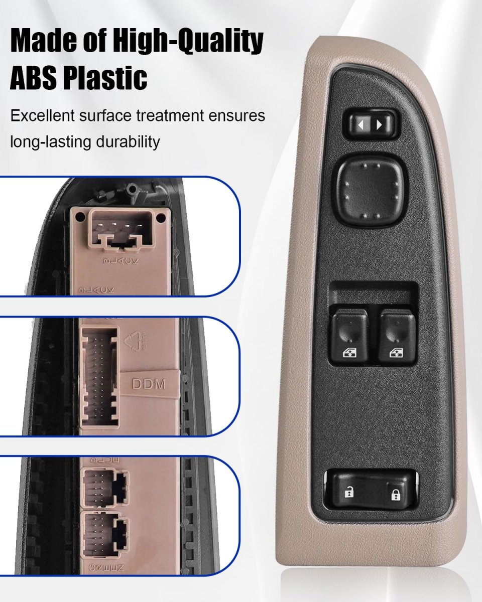 Master Power Window Switch With Bezel Front Driver Side Brown For Chevy Silverado 1500 2500 3500 And Gmc Sierra 2003 2007