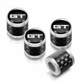 Ipick Image For Ford Mustang Gt In Black On Real Carbon Fiber Barrel Silver Aluminum Tire Valve Stem Caps