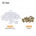 Uxcell 30set Glass Retainer Clips Kit 20mm Plastic Cabinet With Screws For Fixing 3mm Thick Doors Mirror Clear