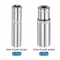 Uxcell 6-point Shallow Socket 1 4 Drive 2pcs 8mm Deep 12mm Cr-v Metric For Diy Hand-making Repair Automotive