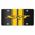 Ipick Image For Dodge Srt 3d Logo In Yellow On Stripe Black Carbon Fiber Look Premium Stainless Steel License Plate Design And