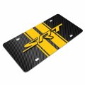 Ipick Image For Dodge Srt 3d Logo In Yellow On Stripe Black Carbon Fiber Look Premium Stainless Steel License Plate Design And