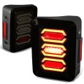 Pair Of Black Housing Smoked Lens White Led Bar Brake Tail Lights Compatible With Jeep Wrangler Jk