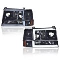 Led Drl Headlights Assembly Front Headlamp W Corner Signal For Ford F150 Bronco 1992-1996 Fit F250 F350 1992-1997 Smoky Lens 