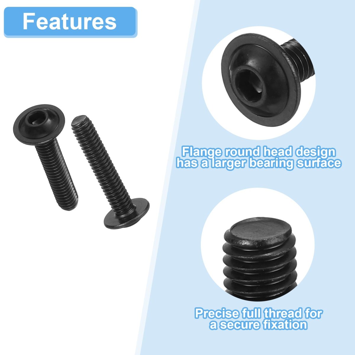 50 Pieces M5 0 8x20mm Flanged Button Head Socket Cap Screws 304 Stainless Steel Drive Fastener Bolts Fully Threaded Machine