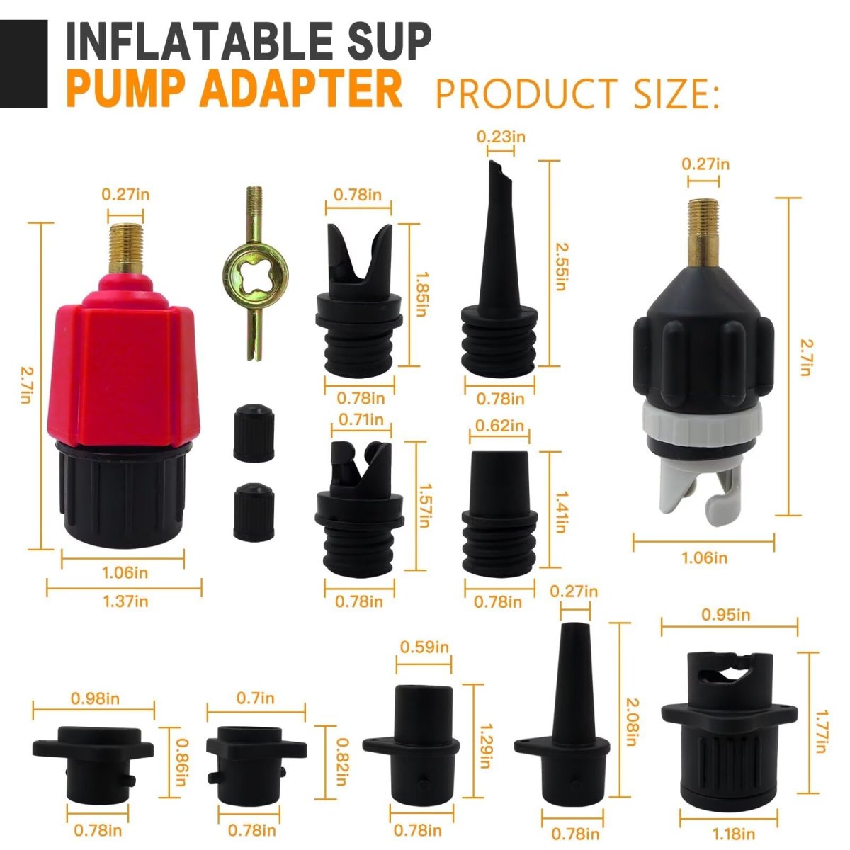 Paddle Board Pump Adapter Inflatable Adaptor 2 Compressor With 9 Conventional Air Valve Nozzles Attachment For Kayaks Rubber