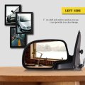 Black Left Side Mirror Fit For 2007 Chevy Silverado 1500 Classic Smooth Glass Manual Fold Heated Turn Signal