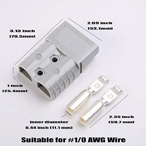 Mr Brighton Led 175a 6v Battery Quick Connect Anderson Compatible 2 Pole Power Connector Plug Gray W Terminals For 0 Awg Wire